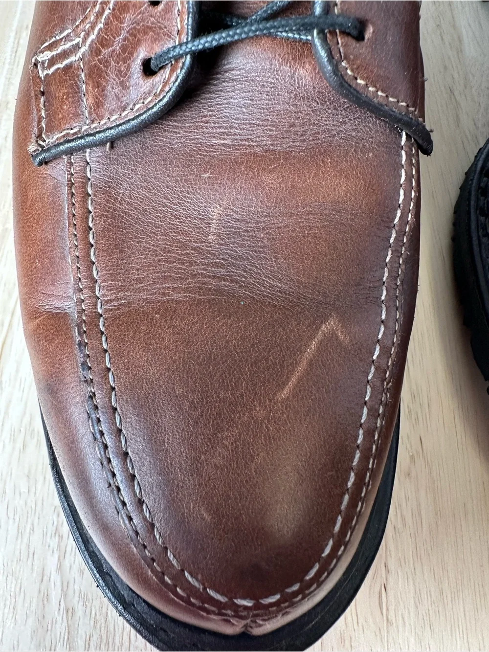 Allen Edmonds Brown Leather Derby Shoes with Black Laces